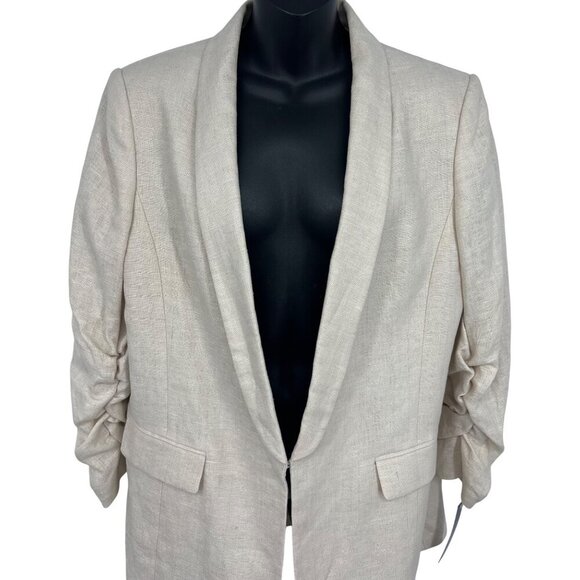 Tahari Arthur S. Levine Women Linen Blazer Jacket Size 16 Light Natural NWT New - Picture 2 of 12